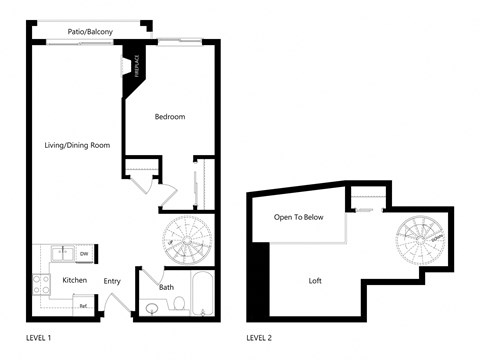Floor plan for 1 bed, 1 bath, 743 sqft